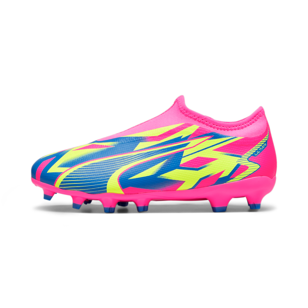 Rose lumineux/Ultra bleu/Yello, Chaussures de football PUMA Ultra Match LL Energy FG/AG Junior