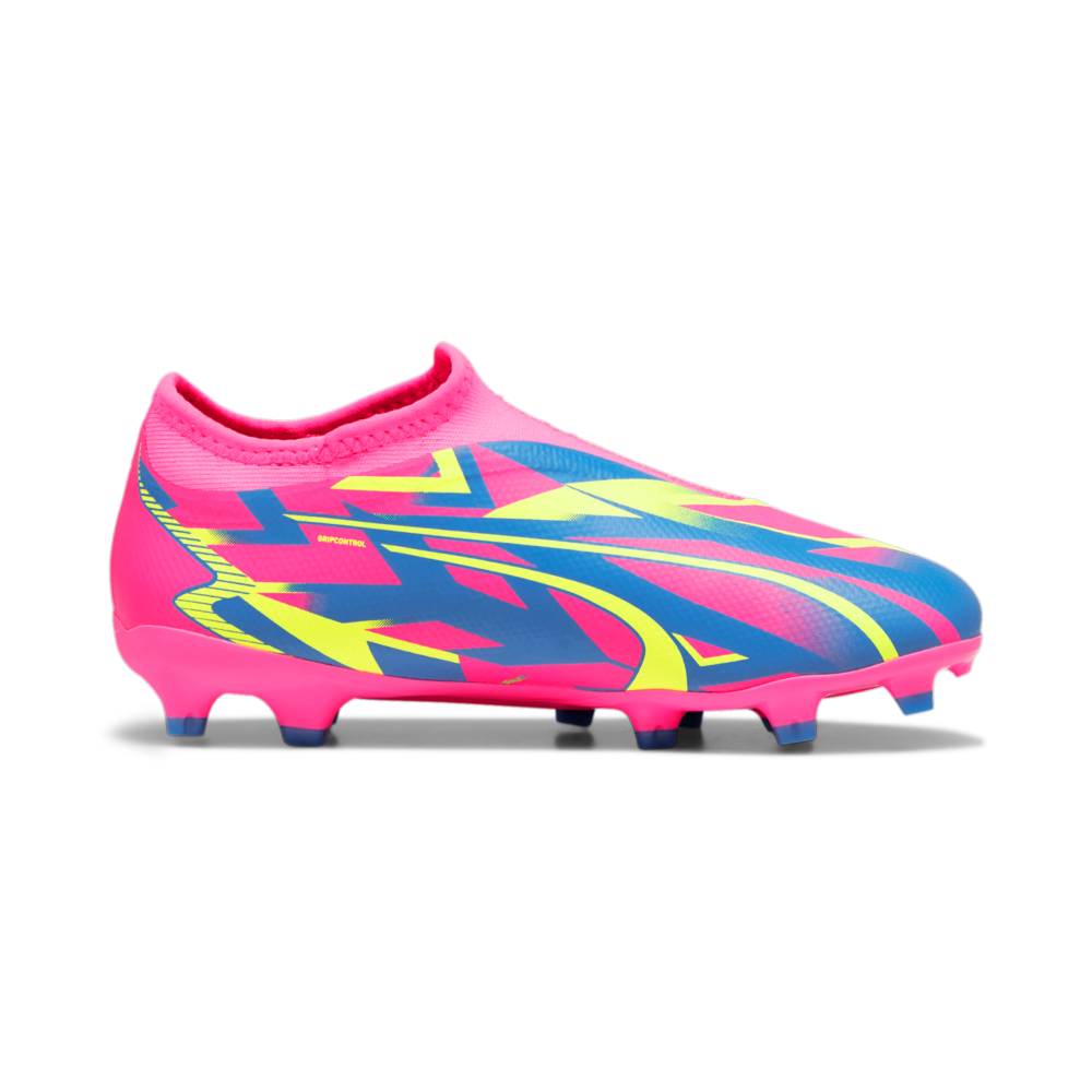 Rose lumineux/Ultra bleu/Yello, Chaussures de football PUMA Ultra Match LL Energy FG/AG Junior