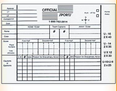 Official Sports International, Formulaires de rapport OSI Blanc 50 shee