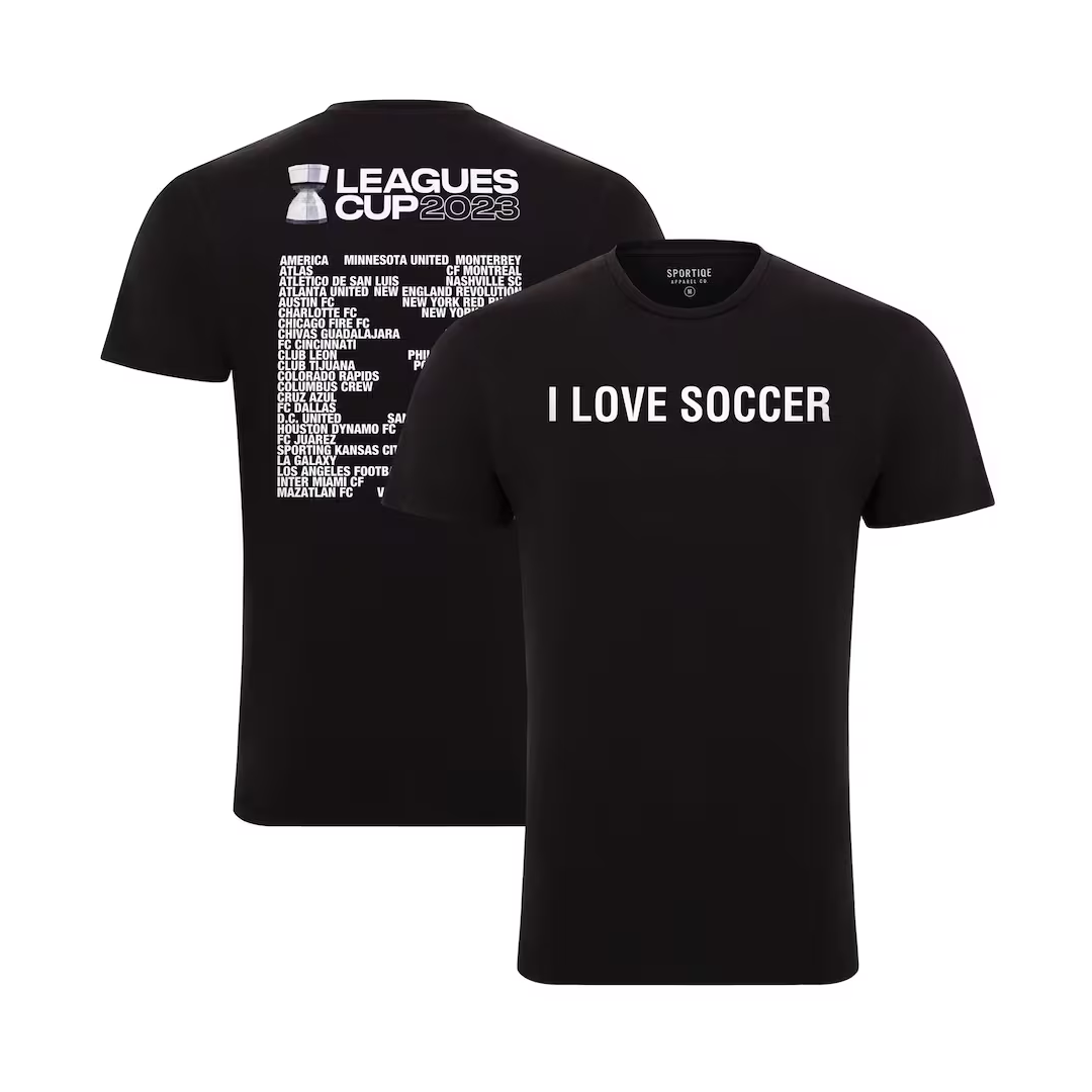 Collectif pour la paix, Peace Collective 2023 Leagues Cup 'I Love Soccer' Cotton Tee" (en anglais)